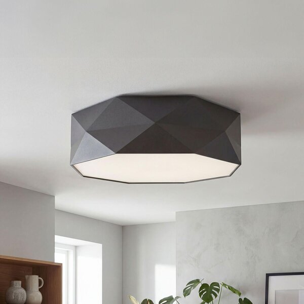 Plafoniera grigio bianco E27 paralume in tessuto Lampada da soffitto camera da letto