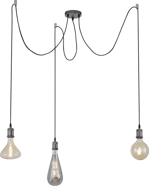 Lampada a sospensione retrò Diy a 3 luci nera