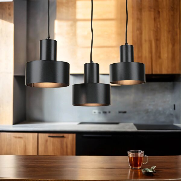 Luce a sospensione nero E27 metallo retro tavolo da pranzo luce a sospensione