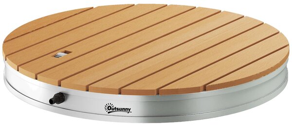 Outsunny Doccia da giardino a pavimento con pedale regolabile, effetto legno, in alluminio
