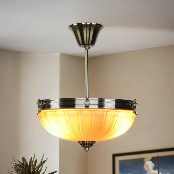 Plafoniera in metallo vetro rotondo Ø 30 cm in bronzo arancione E14 3 luci plafoniera Art Nouveau soggiorno sala da pranzo