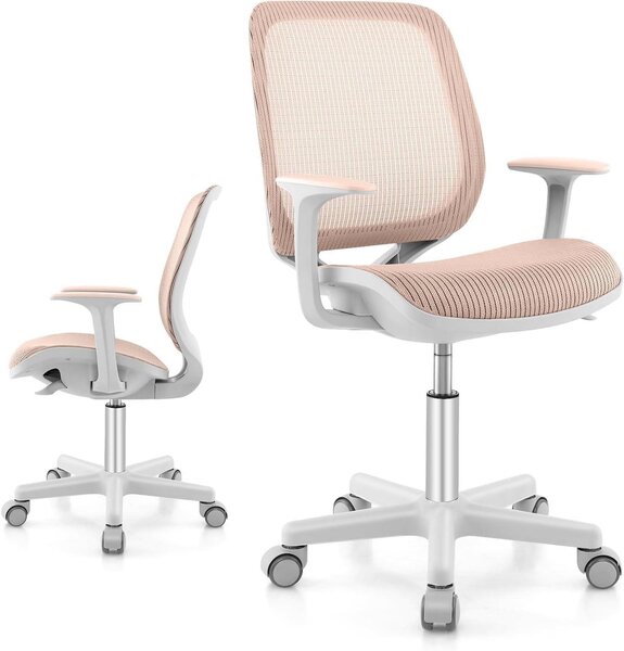 Sedia da scrivania per bambini - Sedia per ragazzi - Sedia girevole - Seduta confortevole - Girevole a 360° - Altezza seduta: 43-55 cm - Rosa