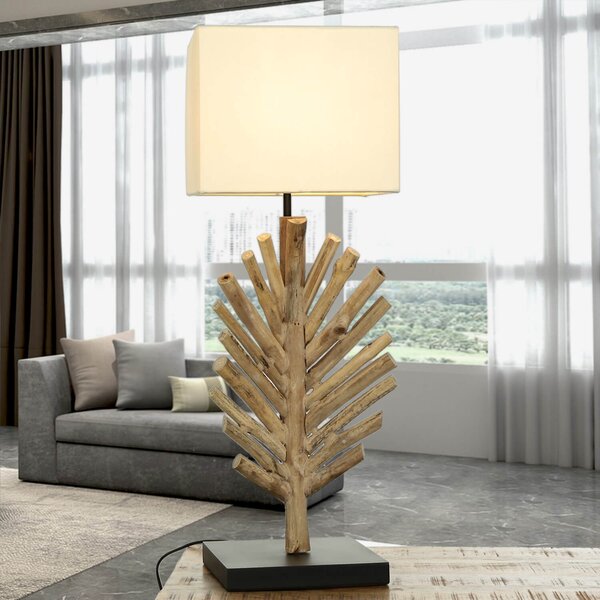 Lampada da tavolo in tessuto driftwood alta 69 cm fatta a mano unica lampada da tavolo E27 SAWATH