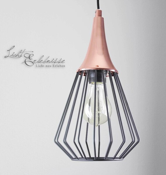 Lampada a sospensione vintage "Nora" in rame nero metallo lampada a sospensione soggiorno sala da pranzo tavolo da pranzo