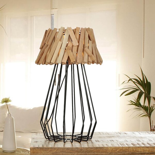 Lampada da tavolo driftwood struttura in filo metallico 58 cm E27 fatta a mano unica lampada da tavolo