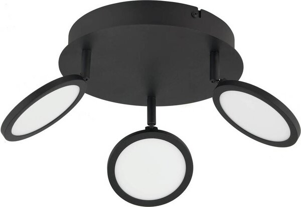Lindby LED plafoniera Manel, nero, ferro, Ø 22 cm