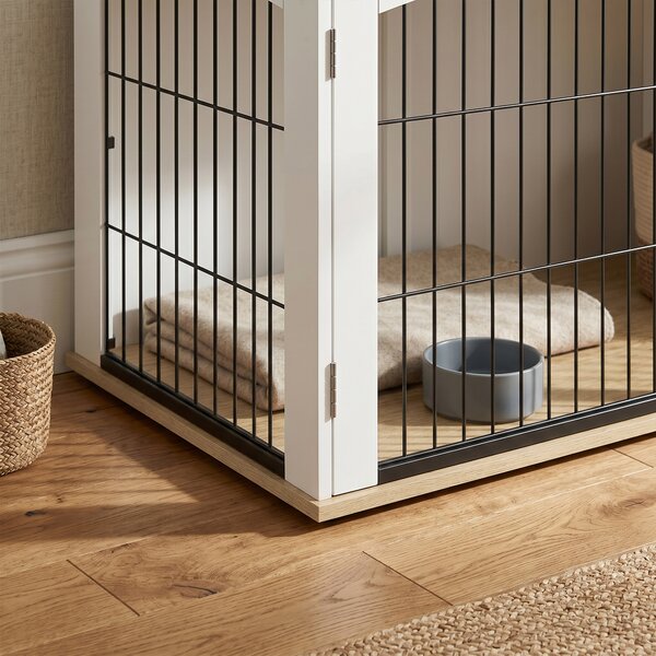 PawHut Gabbia per Cane, Mobile Gabbia Interno ad Arco con Doppia Porta come Tavolino in Metallo, 80x56x59 cm, Bianco | Aosom Italy