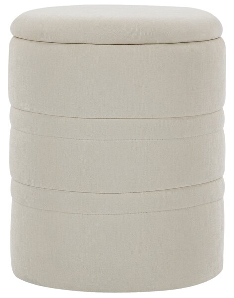 HOMCOM Pouf Contenitore in Ciniglia con Coperchio, Sgabello Rotondo per Soggiorno e Camera, Beige | Aosom Italy