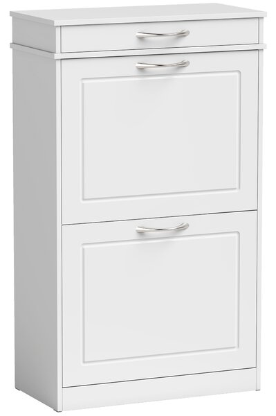 HOMCOM Scarpiera per 8 Paia, Mobile Porta Scarpe Stretto con Cassetto, 2 Ante Ribaltabili e Ripiano Regolabile, Bianco | Aosom Italy