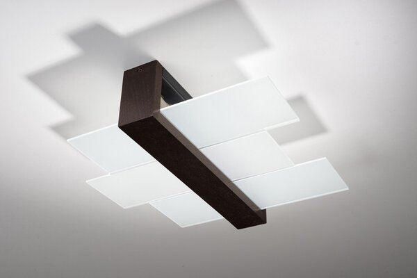 Plafoniera moderna (L43cm, L43cm, 2 luci, moderna, artistica, in marrone, trasparente) Lampada da interno Lampada da corridoio Lampada di design Lampada in legno Lampada da soffitto
