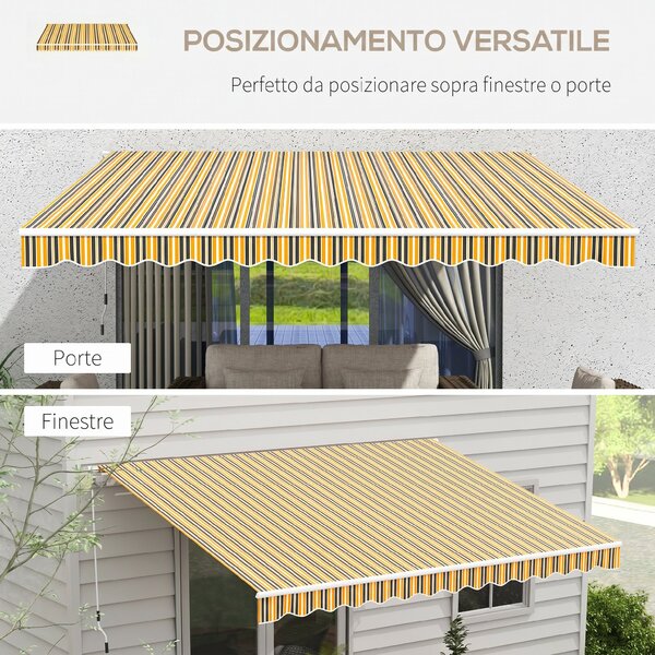 Outsunny Tenda da Sole per Esterno Avvolgibile a Bracci con Apertura a Manovella, 350x250 cm, Giallo | Aosom Italy