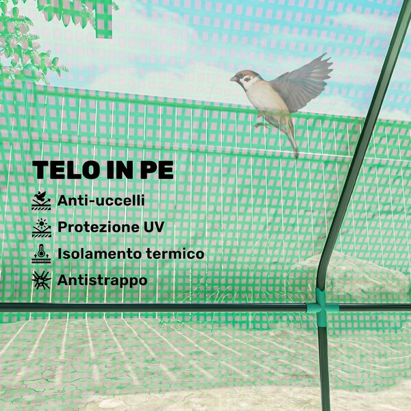 Outsunny Serra a 2 liveli con Finestre arrotolabili e Copertura in PE da Balcone e Giardino, in tessuto a rete 180x90x70cm, Verde | Aosom Italy