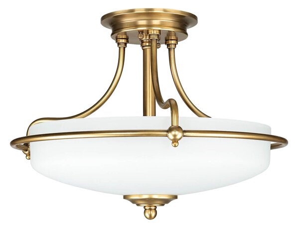Plafoniera E27 crema in ottone vetro metallo art nouveau