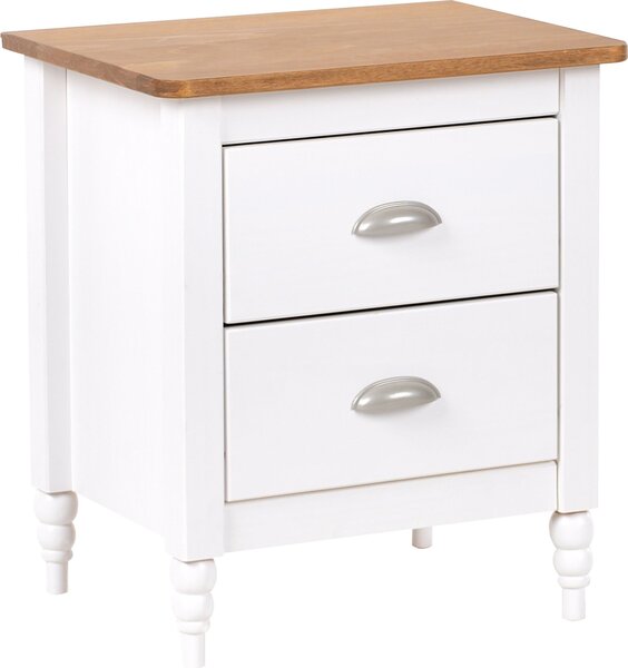 BELIANI Comodino bianco e legno chiaro 2 cassetti stile retro camera da letto