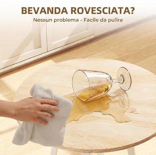 HOMCOM Tavolo Alto Rotondo con Mensola, Tavolo Moderno per Cucina o Sala da Pranzo, per 2 Persone, Naturale e Bianco | Aosom Italy