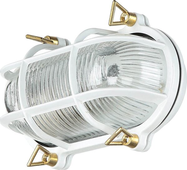 Lampada da esterno a parete E27 vetro bianco ottone IP64 Lampada da esterno marittima a parete