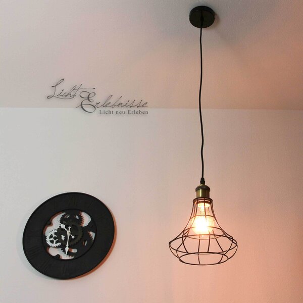 Lampada a sospensione vintage GORDON nero bronzo metallo E27 elegante lampada a sospensione soggiorno tavolo da pranzo