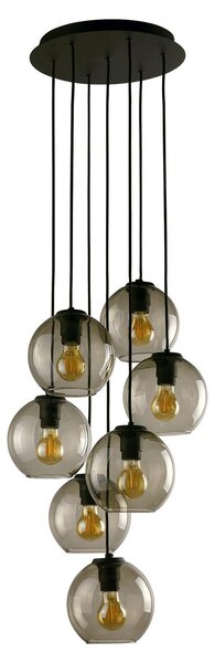 Lampada a sospensione Ø 30 cm E27 vetro nero metallo lampada a sospensione retrò