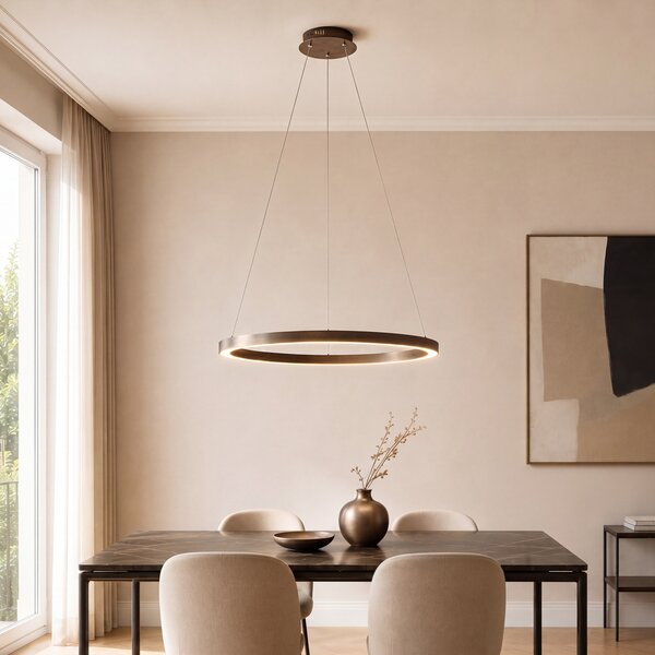 Lampada a sospensione bronzo 80 cm con LED dimmerabile a 3 livelli - Girello