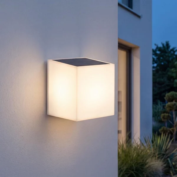 Applique LED da esterno sensore di movimento solare IP65 4000 K bianco neutro 1000 lm bianco quadrato moderno