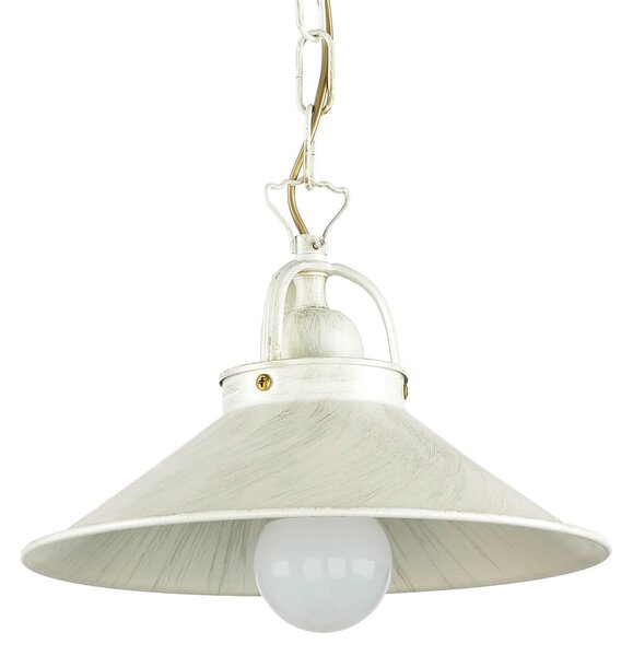 Lampada a sospensione in ottone massiccio Ø 25 cm E27 Shabby bianco oro fatto a mano cucina tavolo da pranzo lampada a sospensione