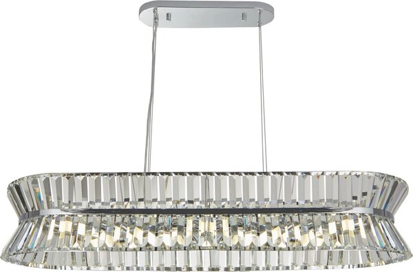 Lampada a sospensione in metallo G9 H: max. 150 cm cristallo cromo luce a sospensione Art Déco allungata
