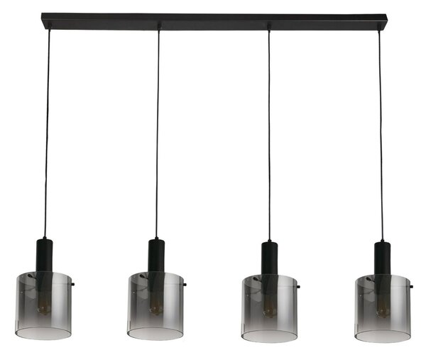 Lampada a sospensione in metallo vetro fumé E27 H: max. 150 cm nero fumé grigio 4 luci allungate retrò