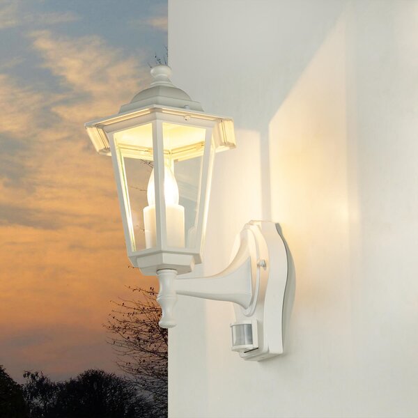 Lampada da parete per esterni "Paris" con rilevatore di movimento bianco-oro E27 nostalgica luce da esterno balcone