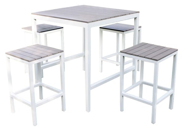 TAURUS - set tavolo bar completo con 4 sgabelli in alluminio