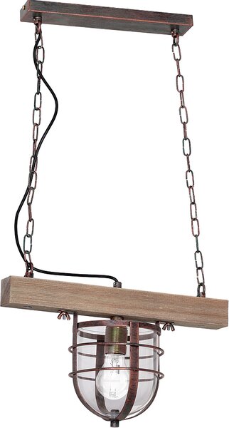 Lampada a sospensione rustica "Ander" rame legno (luce) vetro metallo legno lampada a sospensione soggiorno tavolo da pranzo