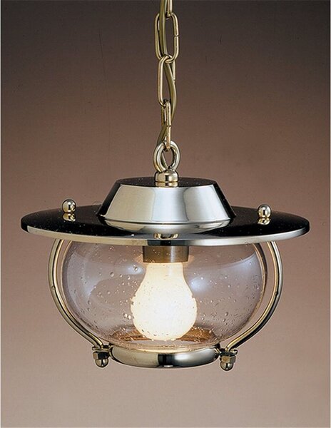 Lampada a sospensione E27 in vetro e ottone Art Nouveau