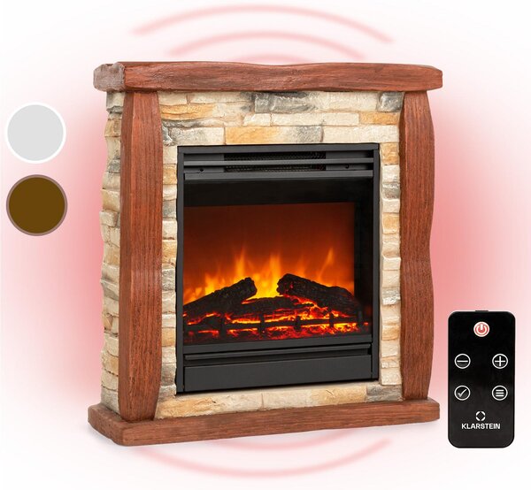 Klarstein Camino Elettrico Basso Consumo, Camino da Terra per Soggiorno, Camino Elettrico da Parete, Caminetto Elettrico 1800W, Camino Finto Decorativo LED, Telecomando, Timer, Controllo Temperatura