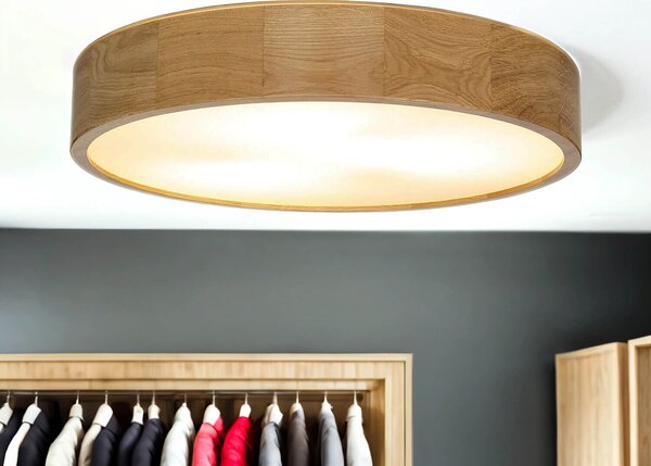 Plafoniera rotonda Ø 47 cm E27 in legno naturale lampada da soffitto moderna