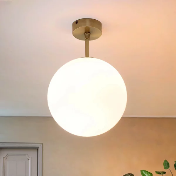 Plafoniera fatta a mano palla di vetro in vero ottone rotonda design vintage lampada da soffitto soggiorno cucina