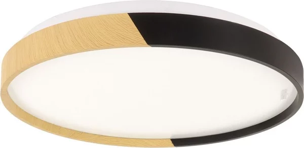 Plafoniera Metallo LED IP44 rotonda Ø 38 cm Legno (rovere) Nero 4100 K luce bianca neutra 1650 lm Moderno