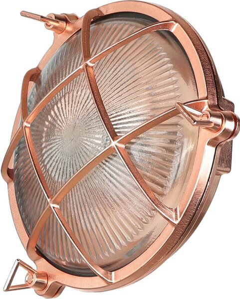 Applique da esterno E27 Ø 21 cm rame vetro ottone terrazza lampada da esterno parete