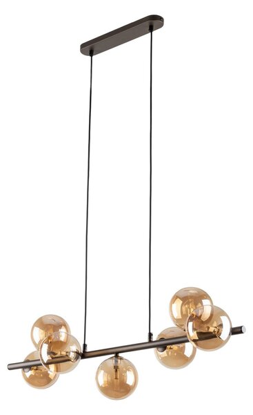 Lampada a sospensione in metallo vetro fumé H: max. 153 cm marrone ambra G9 allungata moderna