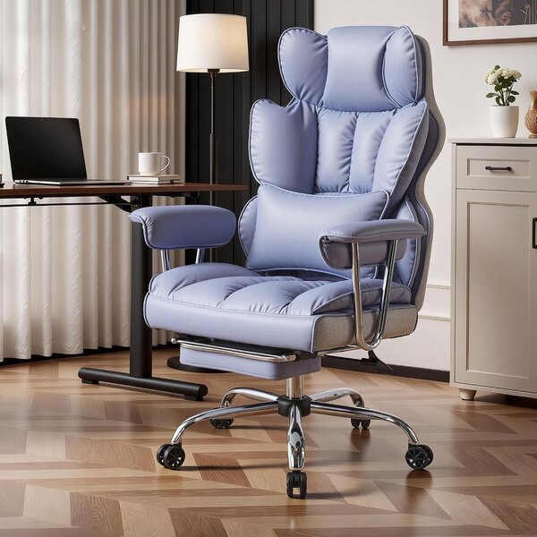 Sedia da ufficio ergonomica - Sedia direzionale - Sedia confortevole - Per lavorare in modo efficiente - Poggiapiedi - Supporto lombare - Portata fino a 200 kg - Colore: viola