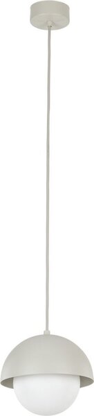 Lampada a sospensione in metallo vetro G9 Ø 17 cm H: max. 150 cm Beige Bianco paralume a sfera rotonda Lampada a sospensione dal design retrò
