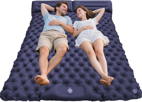 Materasso gonfiabile per campeggio - Stuoia gonfiabile - Ideale per viaggi all'aperto - Con pompa integrata - 190 x 120 cm - Blu scuro