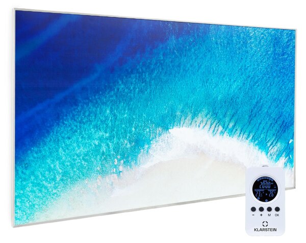 Klarstein Air Art Stufa Elettrica Basso Consumo, Termoconvettore Elettrico da Parete 600W, Termoarredo Design con Telecomando, Termosifone Elettrico a Muro, Pannello Radiante Infrarossi Senza CO2