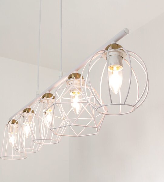 Lampada a sospensione in metallo bianco a 5 luci allungate GALAXY tavolo da pranzo sala da pranzo lampada a sospensione