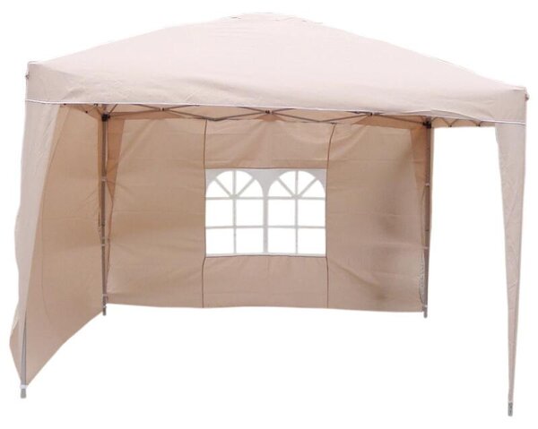 Lex Gazebo da giardino pieghevole 3 x 3 m + 2 pareti laterali beige
