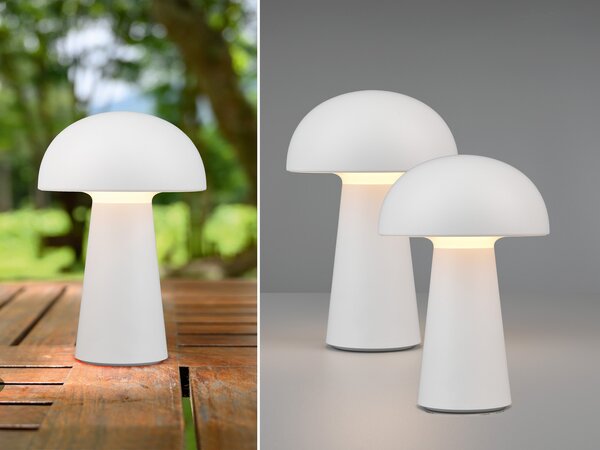 Lampada da tavolo LED OUTDOOR dimmerabile 21cm 2er SET batteria connessione USB in bianco