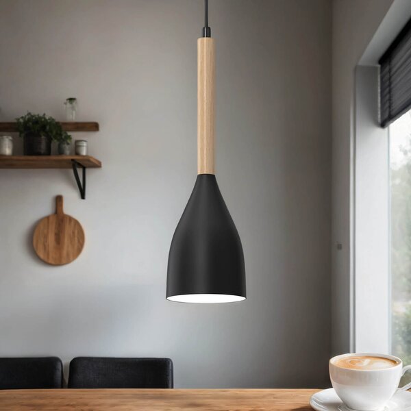 Lampada a sospensione Scandinavo nero E27 Ø 11 cm regolabile in altezza sala da pranzo cucina a sospensione