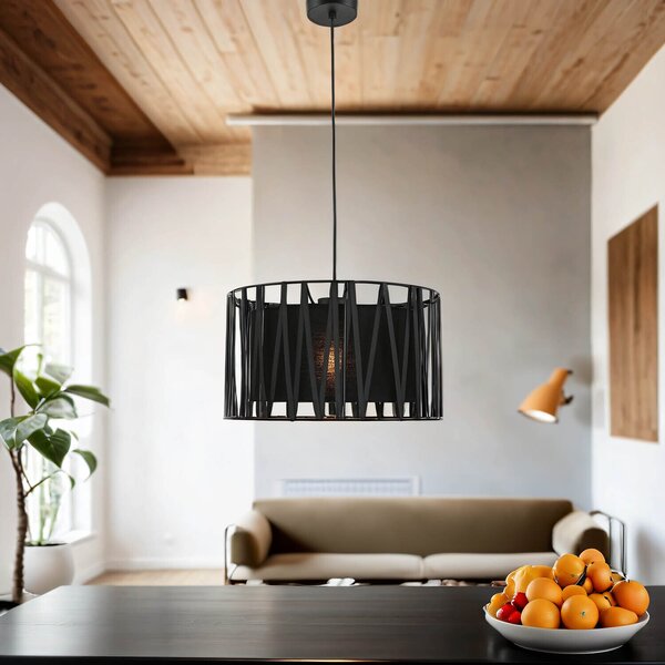 Lampada a sospensione nera moderna Ø40cm doppio paralume E27 lampada a sospensione soggiorno sala da pranzo