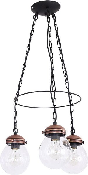Lampada a sospensione vintage "Fuerte" in rame spazzolato vetro metallo 3 luci lampada a sospensione soggiorno tavolo da pranzo