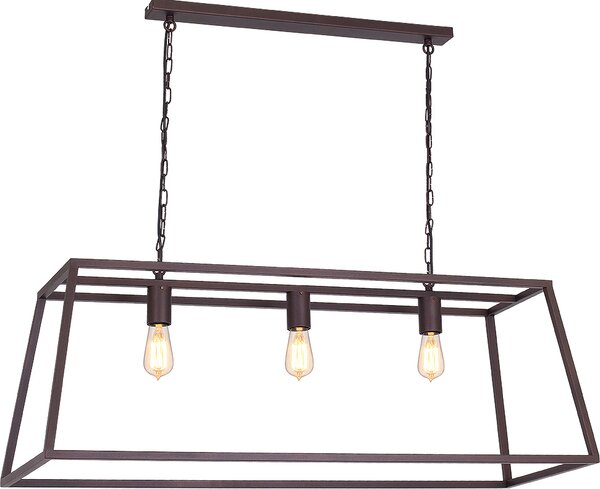 Lampada a sospensione Bauhaus FRAME rame-marrone metallo E27 3 luci a sospensione soggiorno sala da pranzo