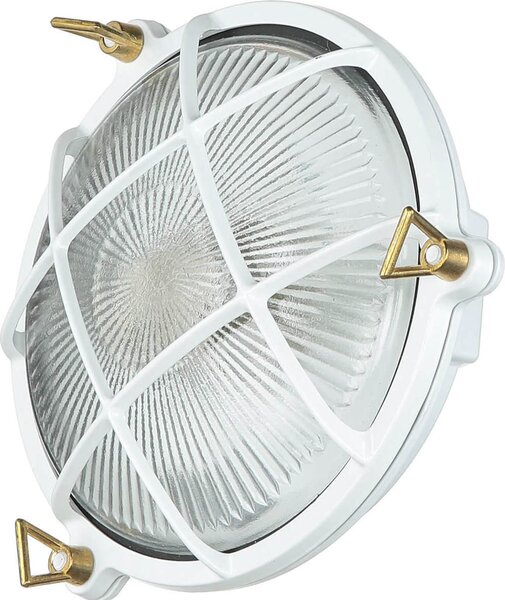 Applique da esterno Ø 21 cm bianco E27 IP64 vetro marino ottone massiccio lampada da esterno parete giardino