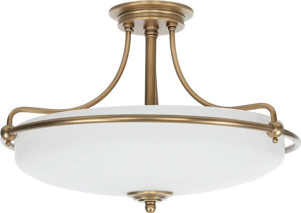 Lampada da soffitto in ottone crema E27 vetro metallo Plafoniera Art Nouveau